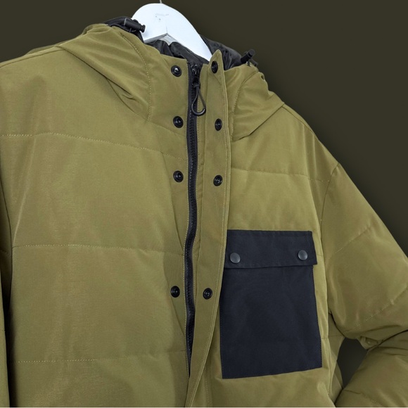 Zara Khaki Green Thick Jacket with Black Accent - Picture 4 of 4